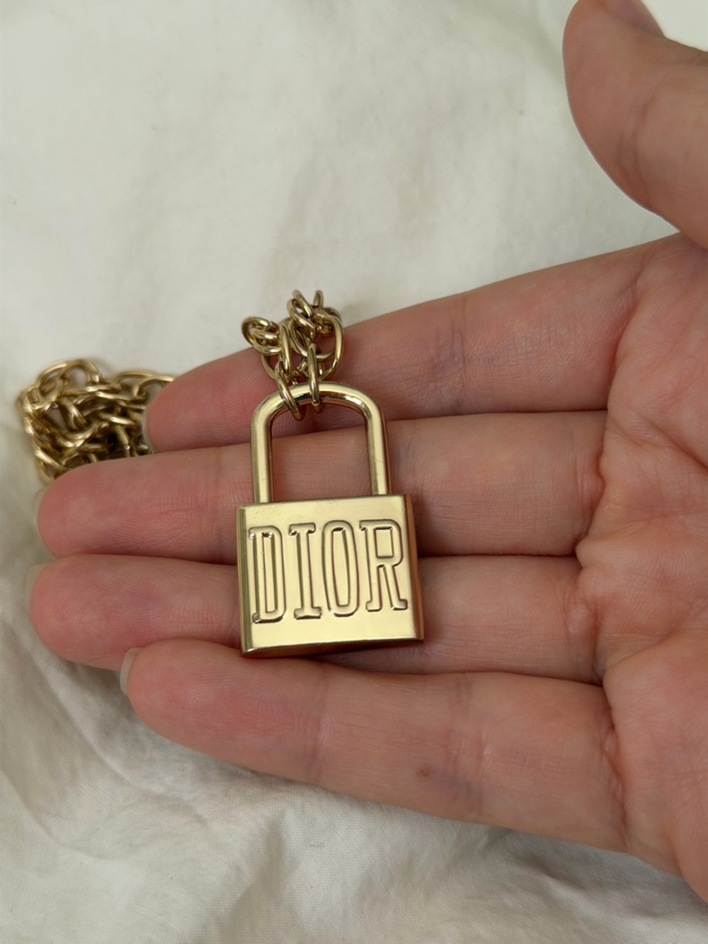 Dior Gold-tone Padlock Logo Necklace - Picture 15 of 15